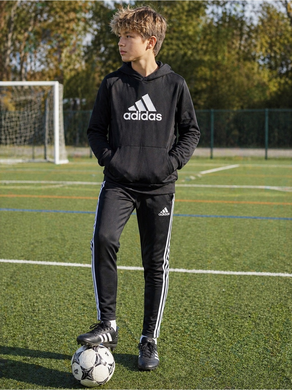 Adidas Youth Medium 10/12 Track Pants Black White 3-Stripe Soccer